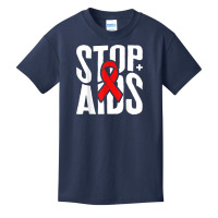 Word Aids Days Stop Aids Red Awareness Ribbon Hiv Month T Shirt Basic Youth T-shirt | Artistshot