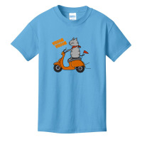 Trending Grey Cat On A Scooter Basic Youth T-shirt | Artistshot