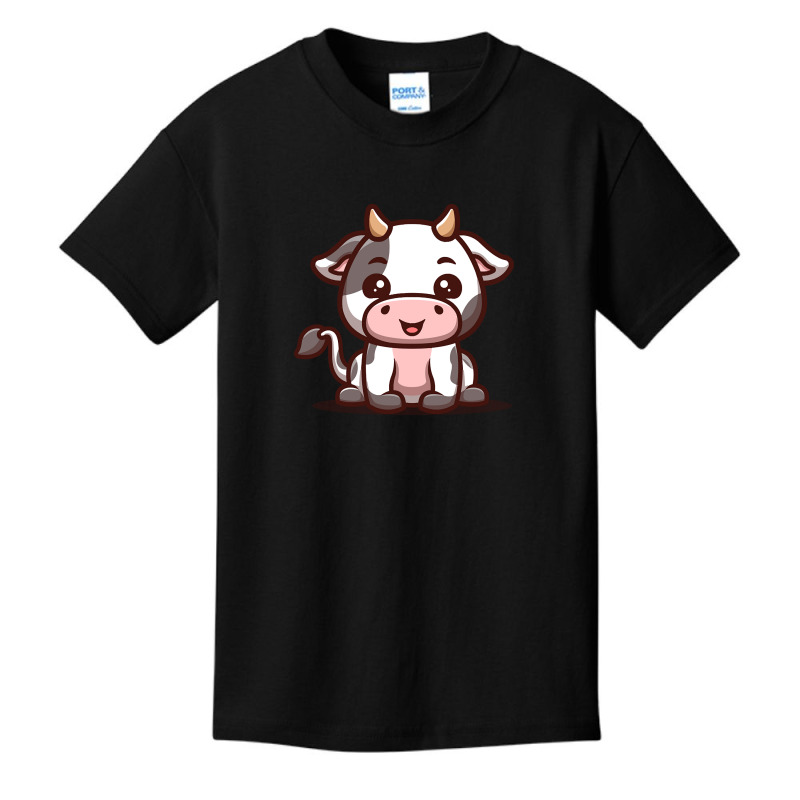 Hot Trend Cow Sitting Happy Cute Cartoon Basic Youth T-shirt | Artistshot