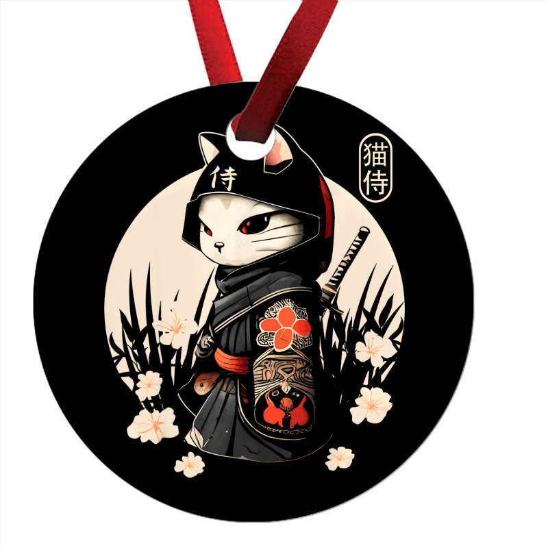 Japanese Samurai Cat Tattoo, Kawaii Ninja Cat Ornament | Artistshot