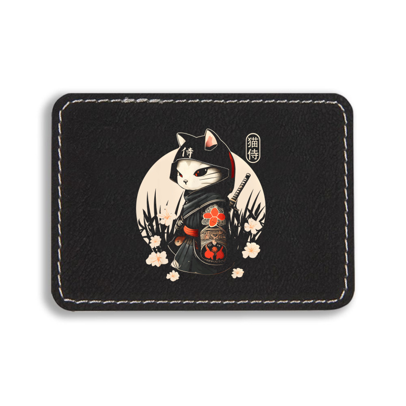 Japanese Samurai Cat Tattoo, Kawaii Ninja Cat Rectangle  Leatherette Patch | Artistshot