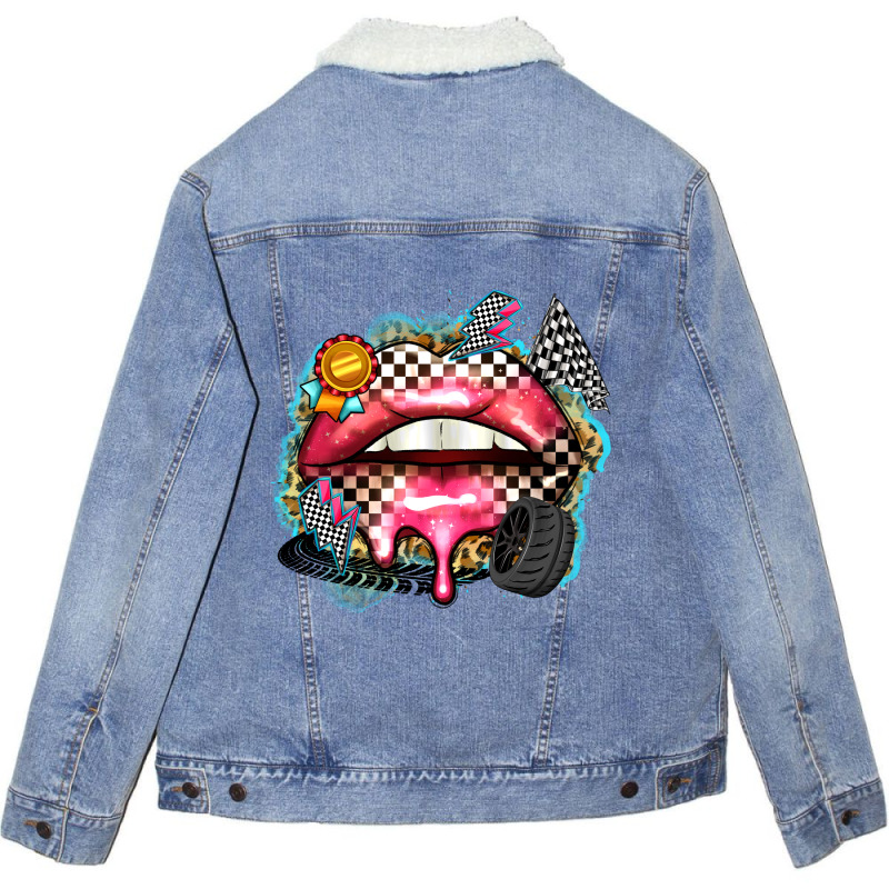 Race Lips Unisex Sherpa-Lined Denim Jacket by Zillion Design Studio | Artistshot