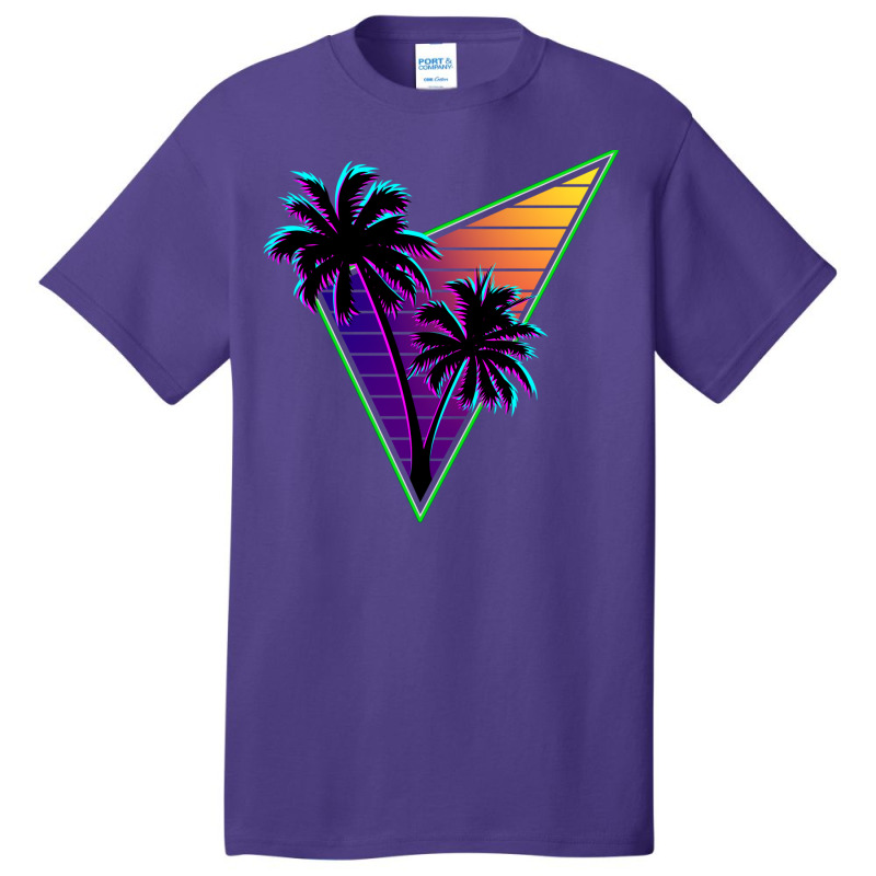 80s Synthwave Inspire Palm Tree Silhouette Triangle Design  (1) (1) Basic T-shirt | Artistshot