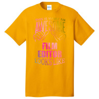 Film Editor Funny Saying In Watercolor Classic Red 70s Basic T-shirt | Artistshot