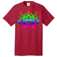 Multicolored Scandinavian Viking Skull In Helmet With Crossed Axes Mod Basic T-shirt | Artistshot