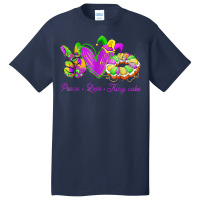 Peace Love King Cake Funny Mardi Gras Party Carnival Gifts T Shirt Basic T-shirt | Artistshot