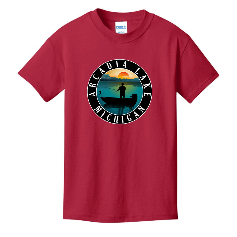 Trending Arcadia Lake Fishing Michigan Sunset Basic Youth T-shirt by Box Bingham | Artistshot