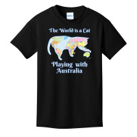 Funny World Is A Cat Playing Map Basic Youth T-shirt | Artistshot