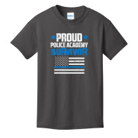 Trending Proud Police Academy Survivor Us Flag Thin Blue Line Basic Youth T-shirt | Artistshot