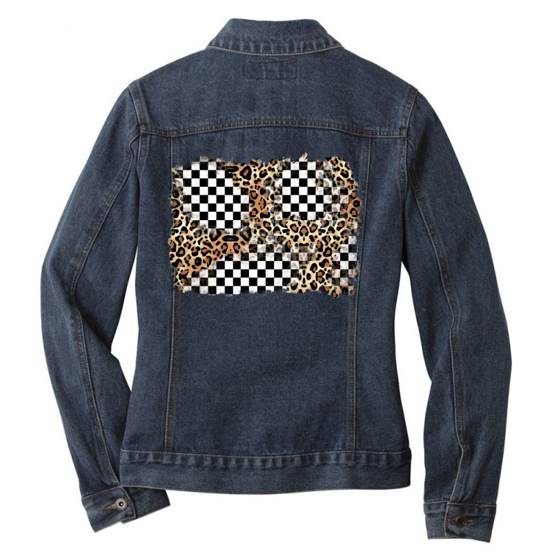 Race Leopard Background Ladies Denim Jacket by Zillion Design Studio | Artistshot