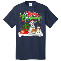 Dalmatian Dog Xmas Lighting Matching Santa Dalmatian Dog Wearing Chris Basic T-shirt | Artistshot