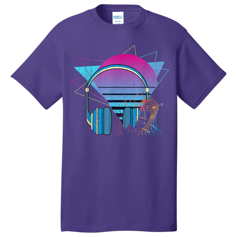 80s Art Vaporwave Aesthetic Headphones Synthwave Retro Music Classic Basic T-shirt | Artistshot