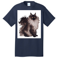 Black And White Cat Poster Blue Aesthetic Basic T-shirt | Artistshot