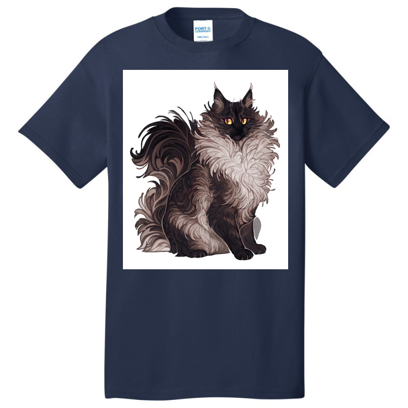 Black And White Cat Poster Blue Aesthetic Basic T-shirt by globossterkyc | Artistshot