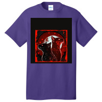 Red And Black Cats Howling At The Moon V2 Red No28   Collection   Cats Basic T-shirt | Artistshot