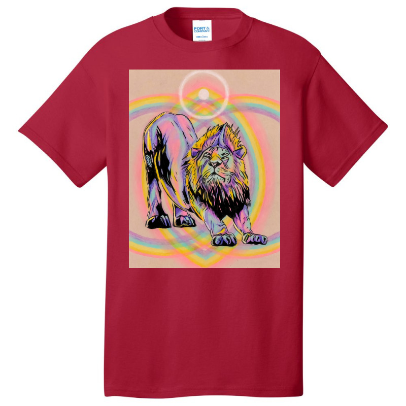 Look At This Rainbow Lion Poster Red Basic T-shirt by nduettstruiki | Artistshot