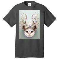 Kitten Horns Up Poster Aesthetic Basic T-shirt | Artistshot