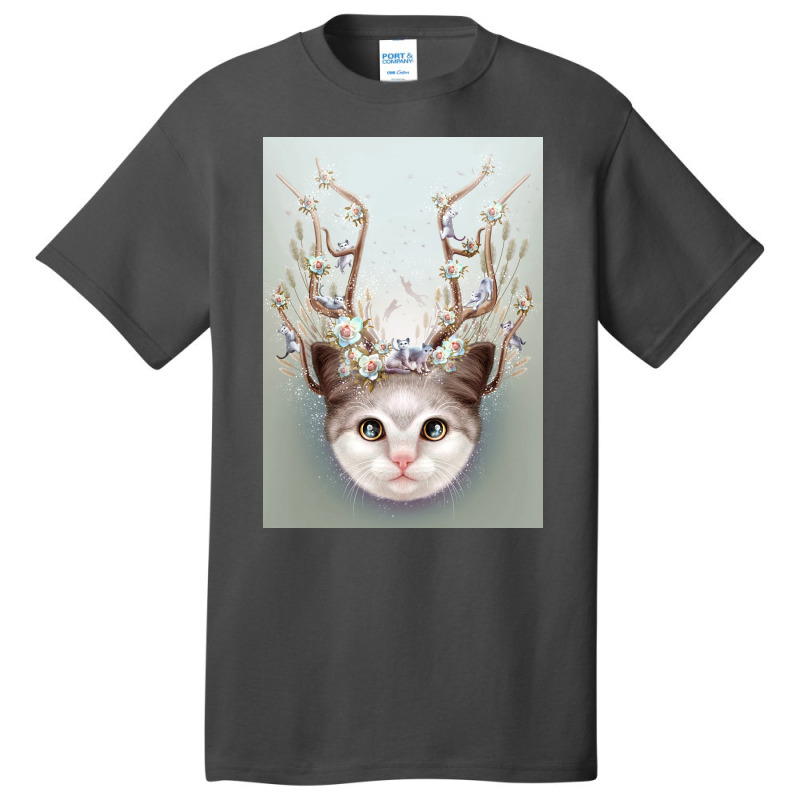 Kitten Horns Up Poster Aesthetic Basic T-shirt | Artistshot