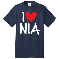 I Love Nia Name Personalized Girl Woman Bff Friend Heart Basic T-shirt | Artistshot