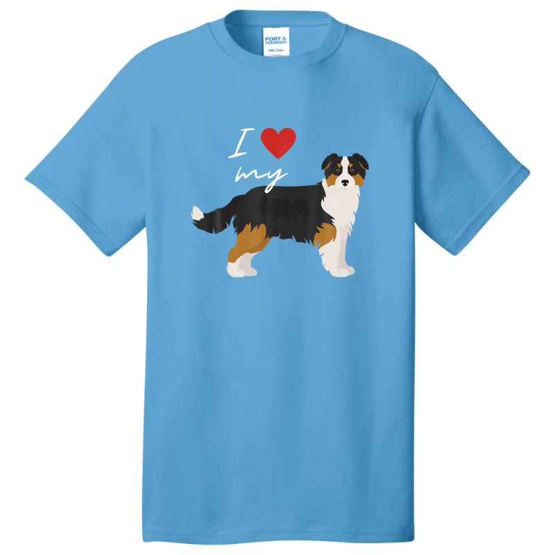 I Love My Black & Tan Australian Shepherd Dog Lover Basic T-shirt by winatadeepood | Artistshot