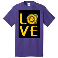 Dog Love Sunflower Poster Love Basic T-shirt | Artistshot