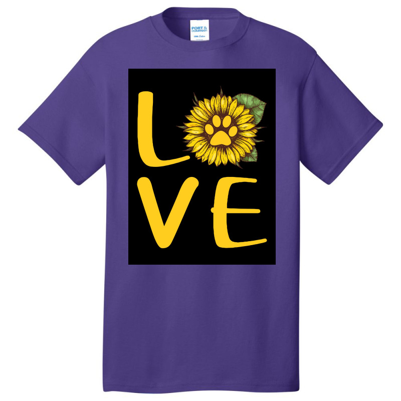 Dog Love Sunflower Poster Love Basic T-shirt | Artistshot