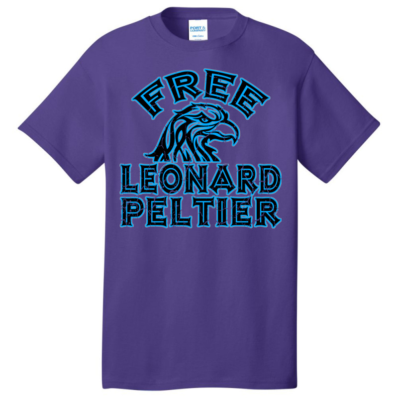 Free Leonard Peltier Blue Used Look Basic T-shirt by oubaydkukmanz | Artistshot