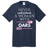 Funny Rowing Canoeing Woman With Oars Shirt Basic T-shirt | Artistshot