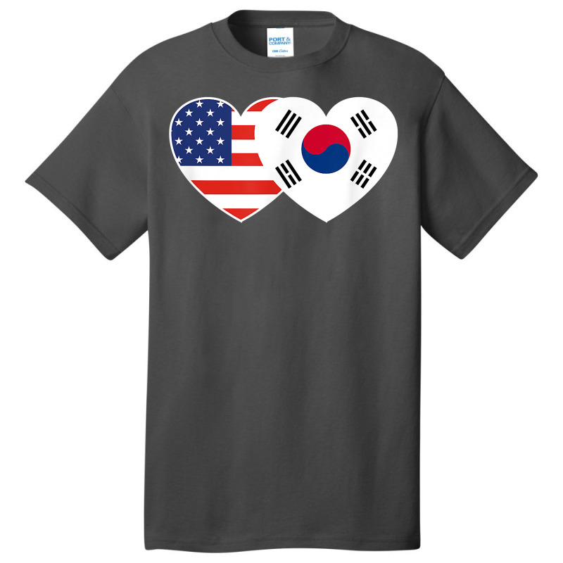 South Korea Usa Flag Twin Heart T Shirt For Korean Americans Basic T-shirt | Artistshot