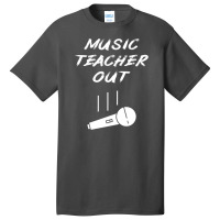 Retired Music Teacher Out Retirement Mic Drop End Of Year Retiring Gif Basic T-shirt | Artistshot