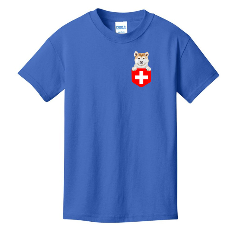 Limited Edition Switzerland Flag Akita Dog In Pocket Basic Youth T-shirt by hongquangd | Artistshot