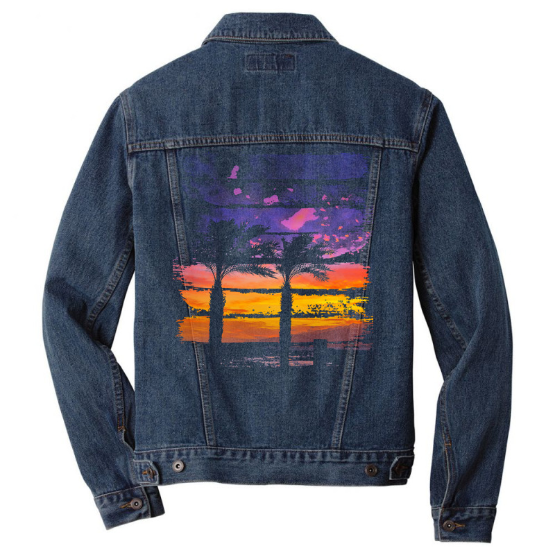 Palm Trees T  Shirt A Beautiful Painting That Shows The Atmosphere Of Men Denim Jacket by protectiveblackening | Artistshot