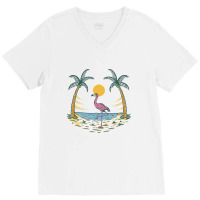 Summer Vibes Flamingo V-neck Tee | Artistshot