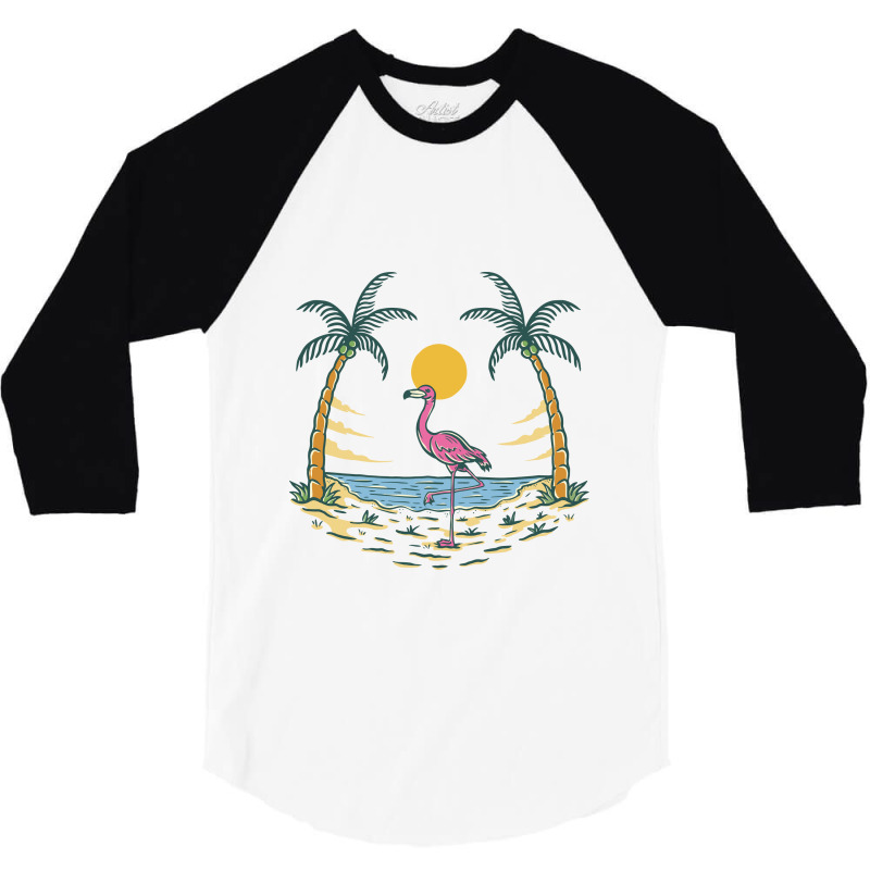 Summer Vibes Flamingo 3/4 Sleeve Shirt by Mangustudio | Artistshot