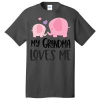 Pink Elephant Grandma Loves Me Basic T-shirt | Artistshot