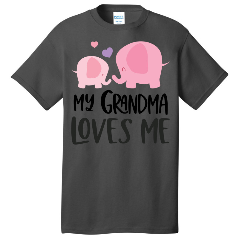 Pink Elephant Grandma Loves Me Basic T-shirt by CueTrendyFinds | Artistshot