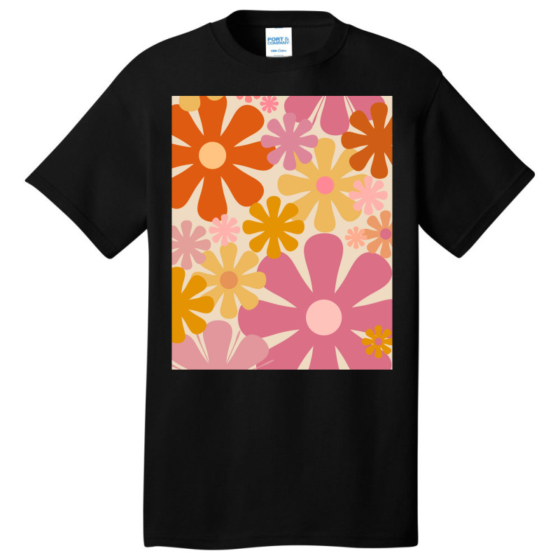 Retro 60s 70s Flowers  Vintage Style Floral Pattern In Thulian Pink, O Basic T-shirt | Artistshot