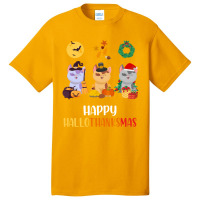 Kitten Cat Halloween Christmas Cats Happy Hallothanksmas Cat Swea Basic T-shirt | Artistshot