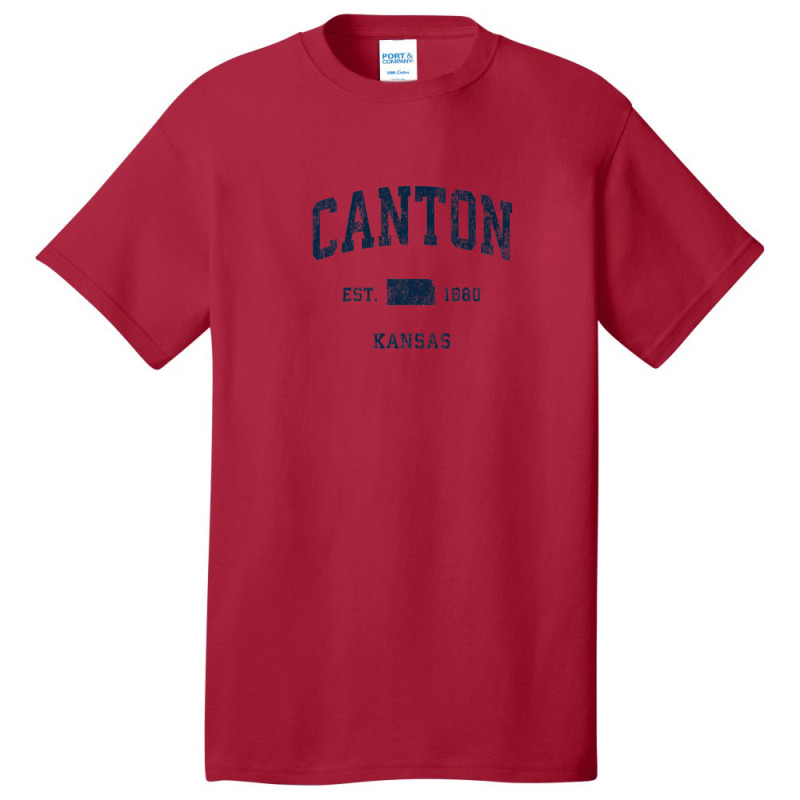 Canton Kansas Ks Vintage Athletic Navy Sports Design Basic T-shirt | Artistshot