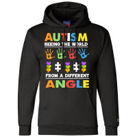 Autism Awareness Month T  Shirt Funny Autism Awareness Seeing The Worl Champion Hoodie | Artistshot