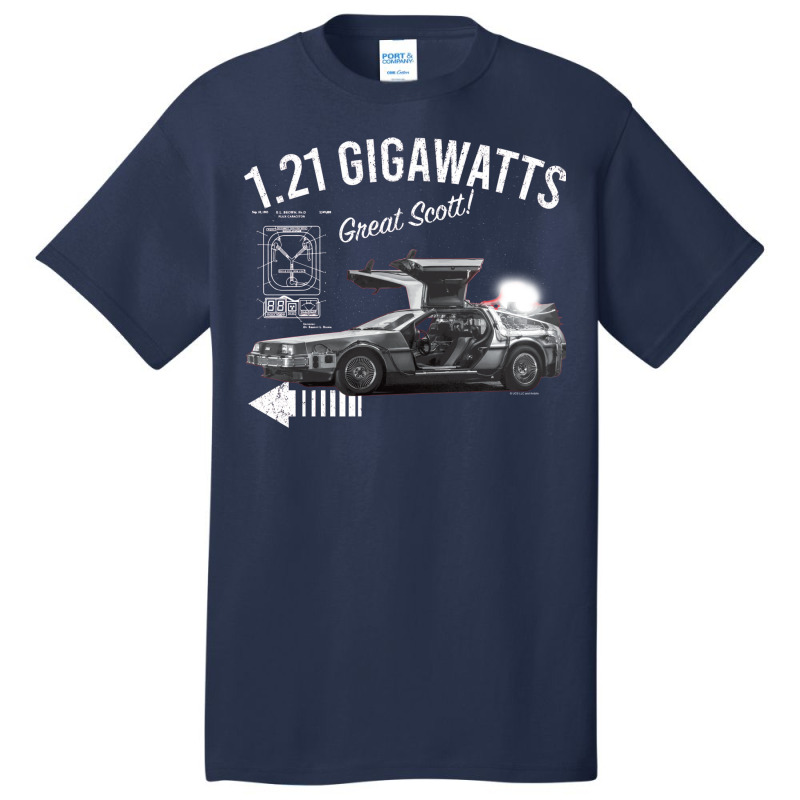 Back To The Future 1.21 Gigawatts Delorean Car (© Ucs Llc And Amblin) Basic T-shirt by icubvam2 | Artistshot