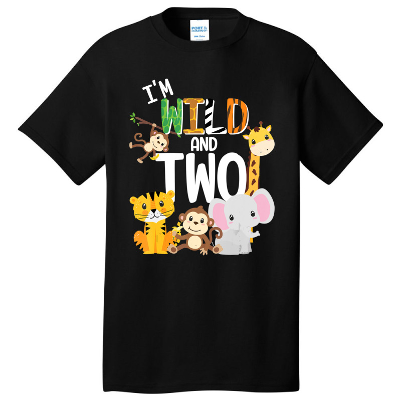 Hot Trend I'm Wild And Two Zoo Theme Birthday Safari Jungle Animals Basic T-shirt by behindcedar22 | Artistshot