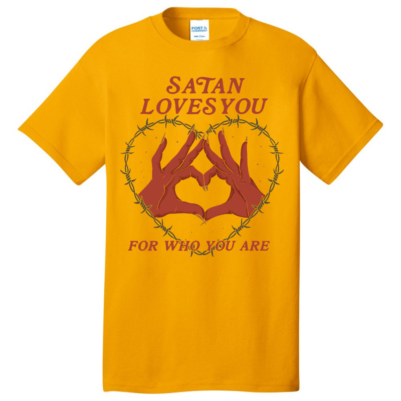 Limited Edition Satan Loves You Basic T-shirt by poppyallen | Artistshot