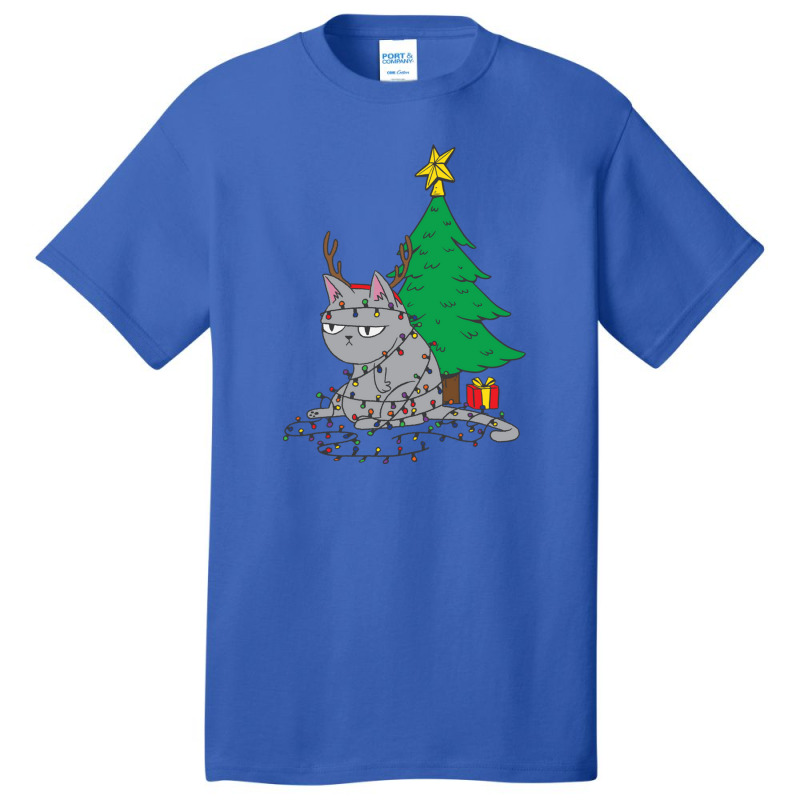 Cat Christmas Lights And Christmas Tree Basic T-shirt | Artistshot