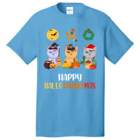 Kitten Cat Halloween Christmas Cats Happy Hallothanksmas Cat Swea Basic T-shirt | Artistshot