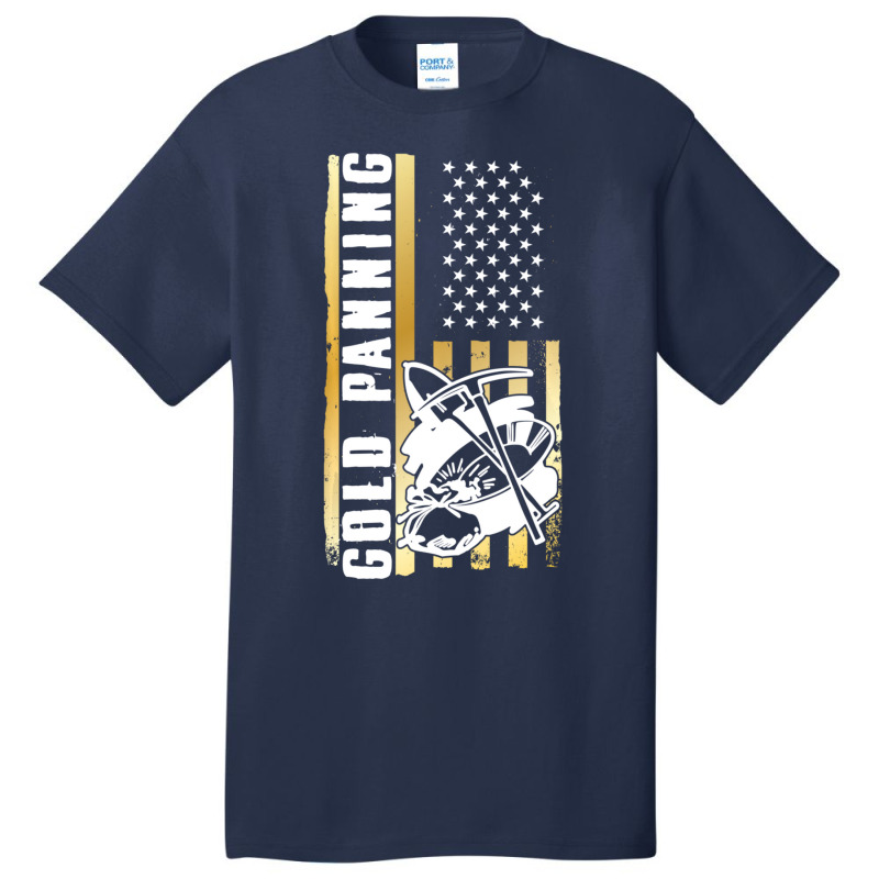 Limited Edition American Flag Gold Panning Gold Miner Treasure Hunting Basic T-shirt by Bostic Walling | Artistshot