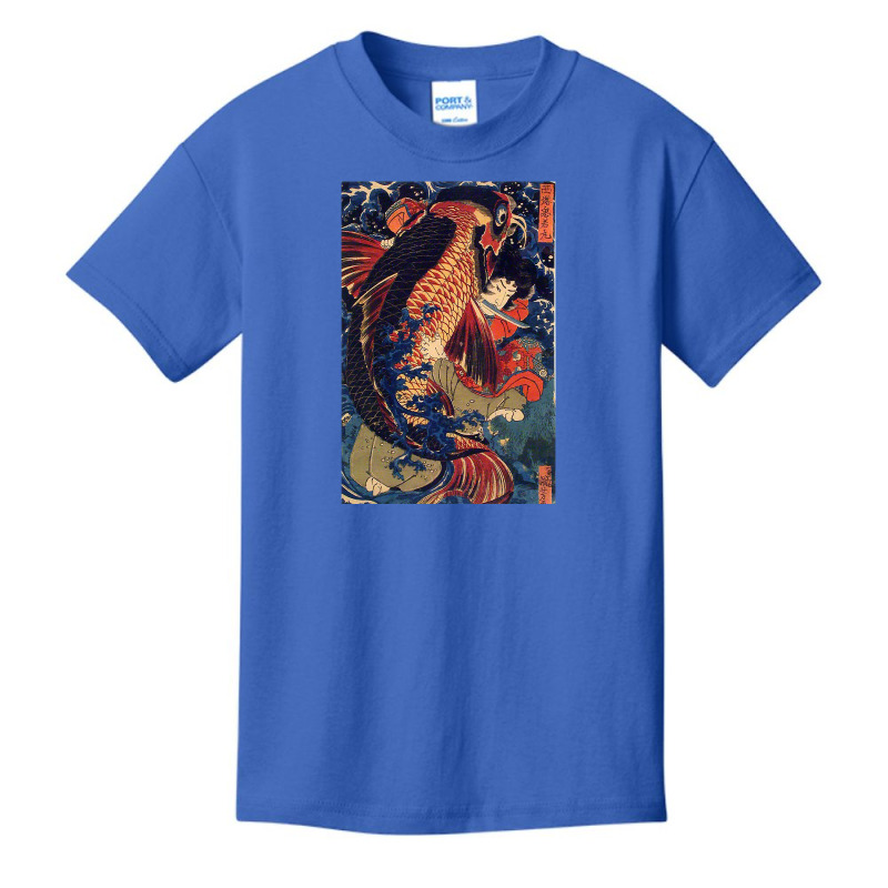 Fighting The Giant Carp Japanese Tshirt Basic Youth T-shirt by Bradley | Artistshot