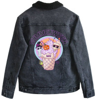 20230808a Summerween Thais Melo Com Marca Dagua Krita Unisex Sherpa-lined Denim Jacket | Artistshot