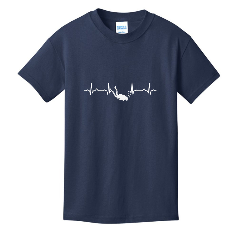 Funny Heartbeat Scuba Diving Lover Birthday Gift Idea Scuba Diver Nurs Basic Youth T-shirt | Artistshot