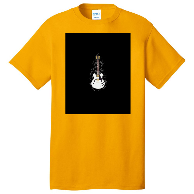 Alpine White Semihollow Electric Guitar Flowering Vines Basic T-shirt | Artistshot